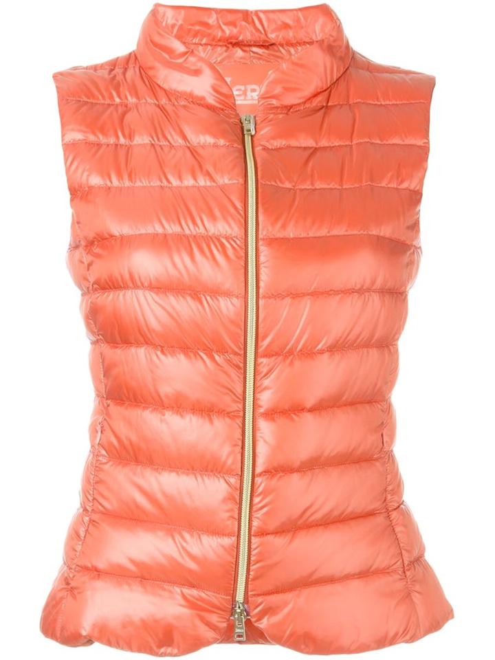 Herno Padded Zip Gilet, Women's, Size: 42, Yellow/orange, Polyamide/feather Down
