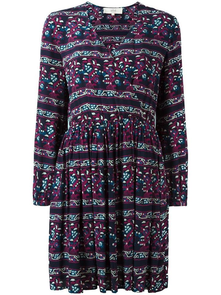 Vanessa Bruno Athé Printed Wrap Front Dress, Women's, Size: 38, Blue, Viscose