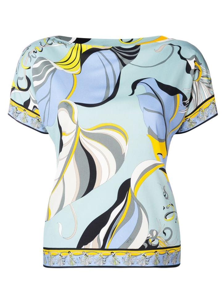 Emilio Pucci Frida Print Short Sleeved Top - Blue