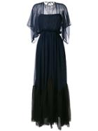 No21 - Flared Backless Dress - Women - Silk - 42, Blue, Silk