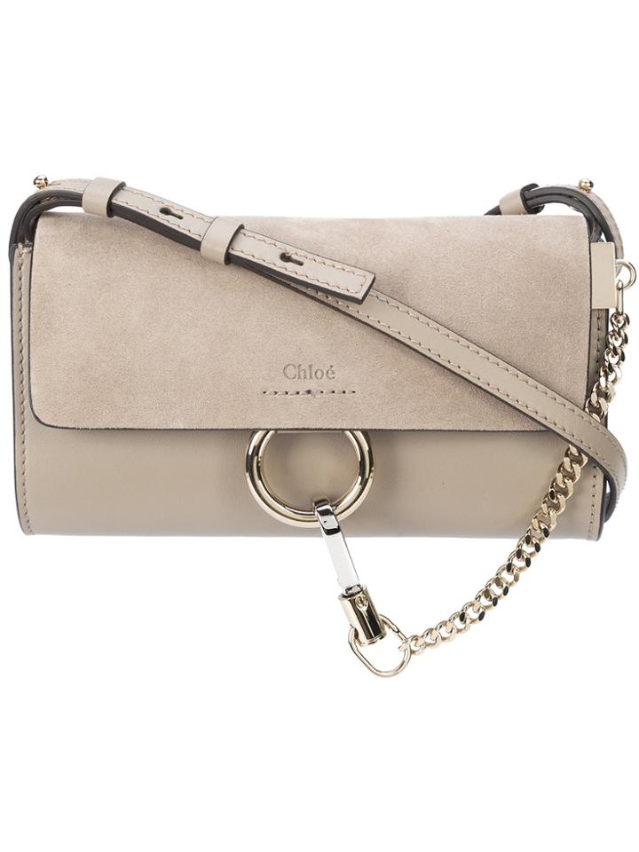 Chloé Faye Wallet On Strap - Grey