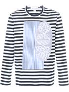 Comme Des Garçons Shirt Appliqué Patch Striped Top - Blue