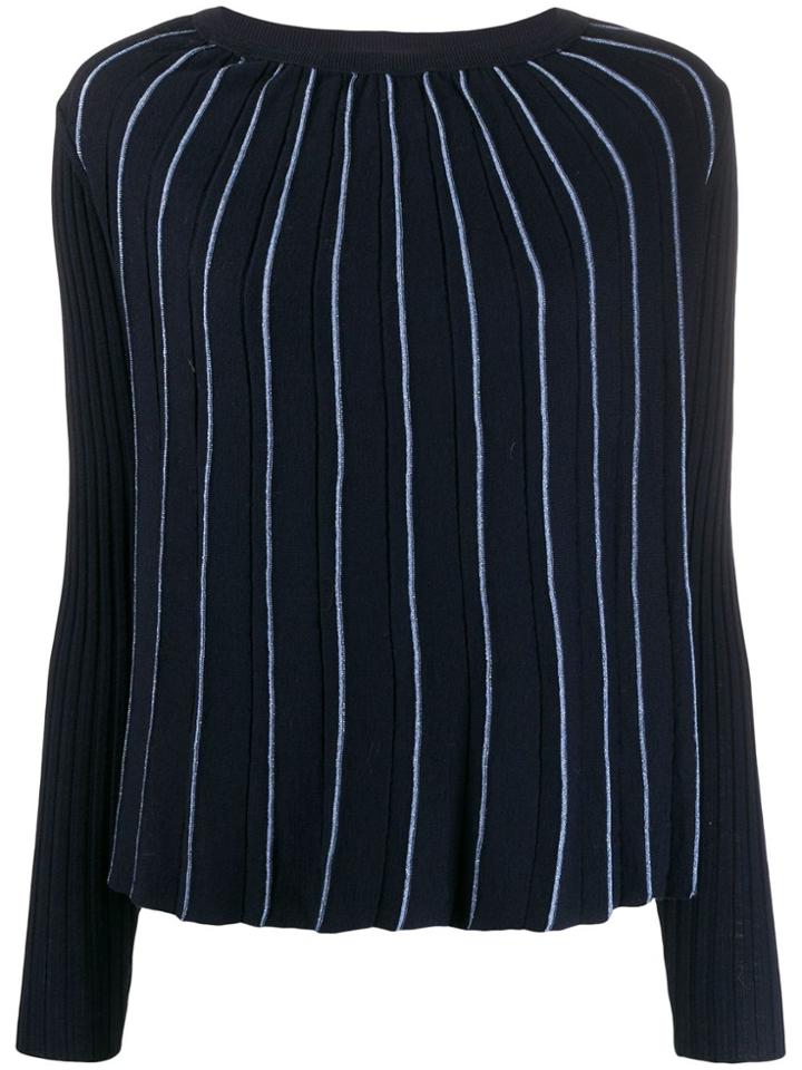 Semicouture Pleated Stripe Jumper - Blue