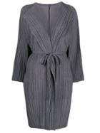 Pleats Please Issey Miyake Belted Pleated Coat - Grey