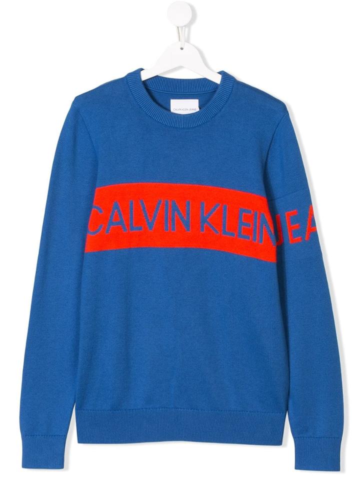 Calvin Klein Kids Colour Block Logo Intarsia - Blue
