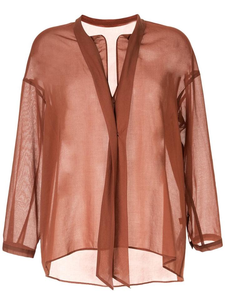 Des Prés Oversied Sheer Blouse - Brown