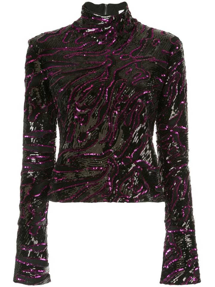 16arlington Sequinned High Neck Top - Black