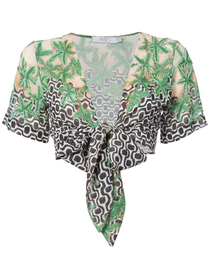 Patbo Printed Wrap Top - Green