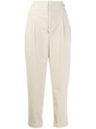 Closed Ribbed Cropped Trousers - Neutrals