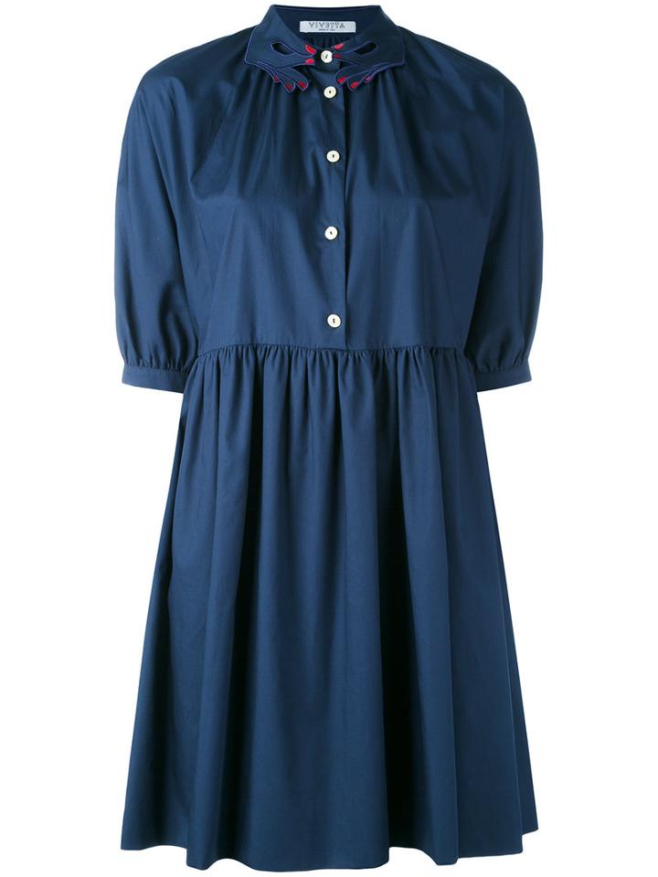 Vivetta - Hand Collar Dress - Women - Cotton - 38, Blue, Cotton