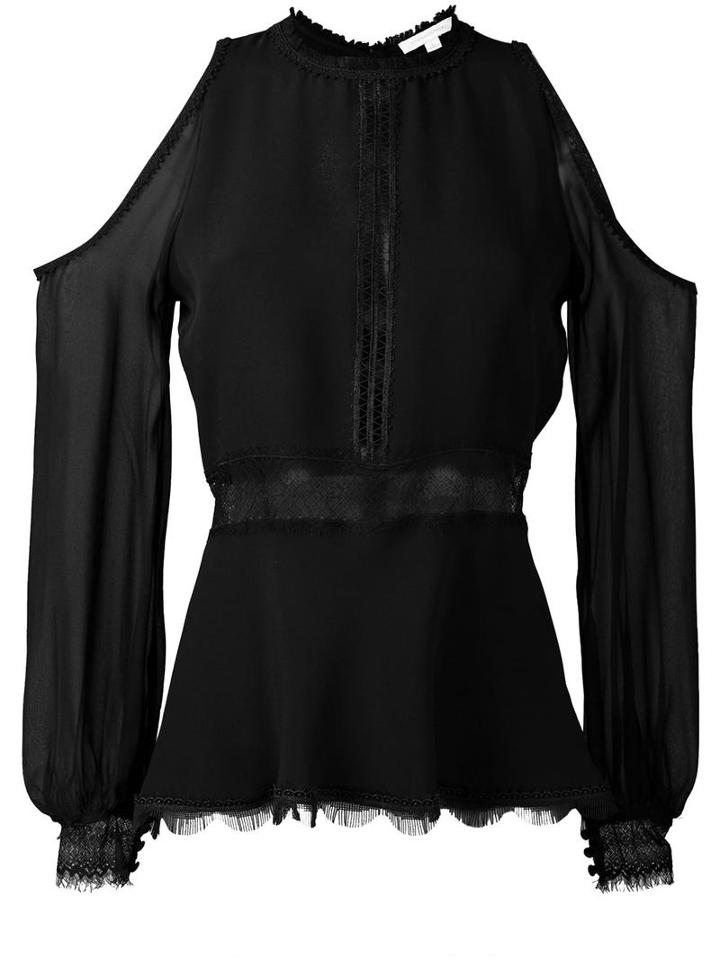 Jonathan Simkhai Cold-shoulder Blouse, Women's, Size: Medium, Black, Silk