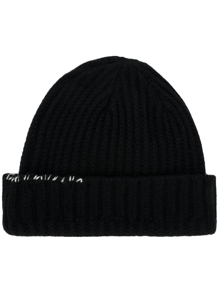 Ambush Contrast Stitch Knitted Hat - Black