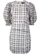 Isabel Marant Checked Puff Sleeve Dress - Neutrals