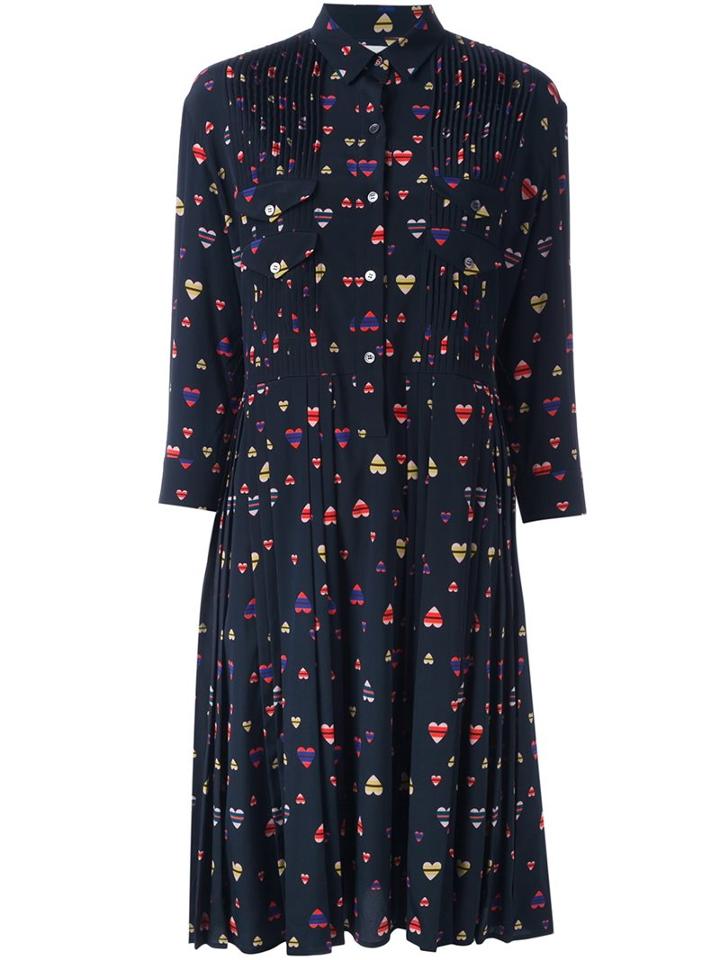 Chinti And Parker Pleated Heart Print Shirt Dress