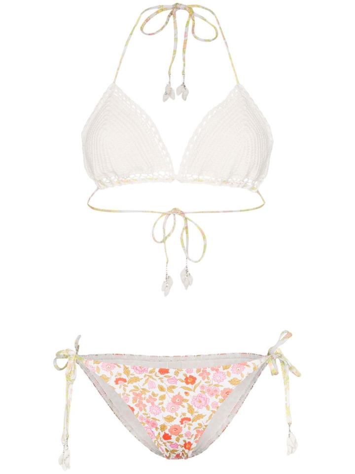 Zimmermann Floral And Crochet Mix-match Bikini - Multicolour