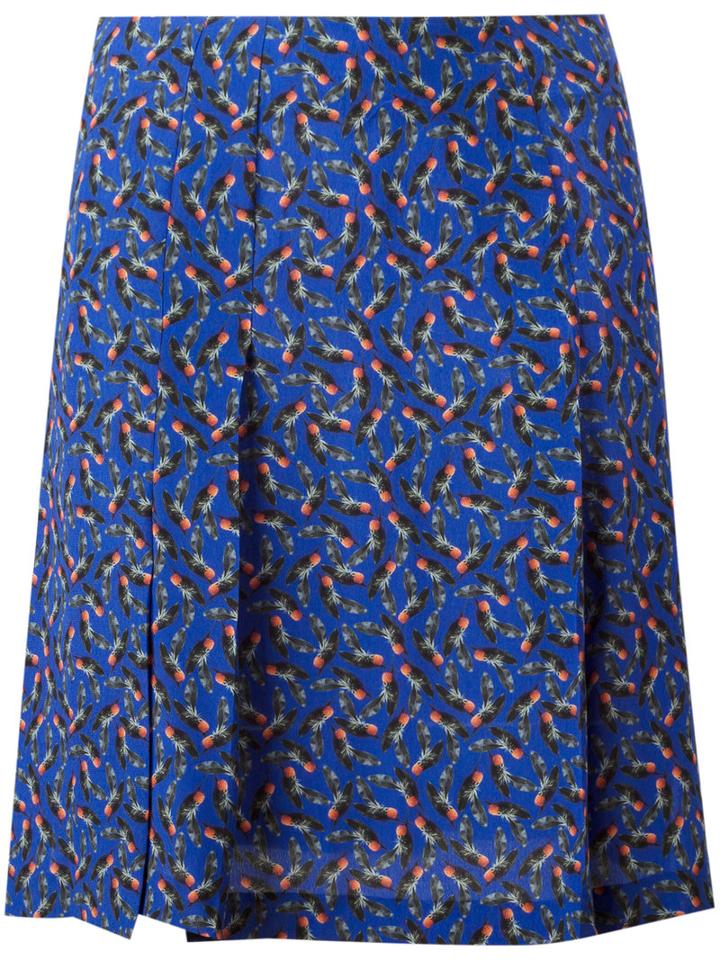 Cacharel Pleat Detail Mini Skirt, Women's, Size: 38, Blue, Silk