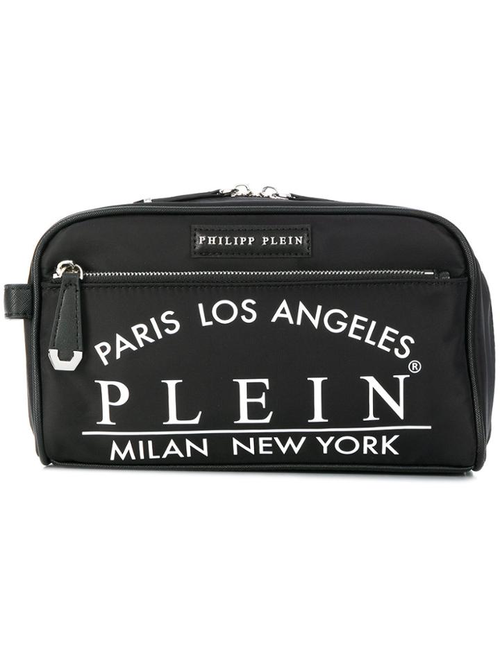 Philipp Plein Printed Logo Wash Bag - Black