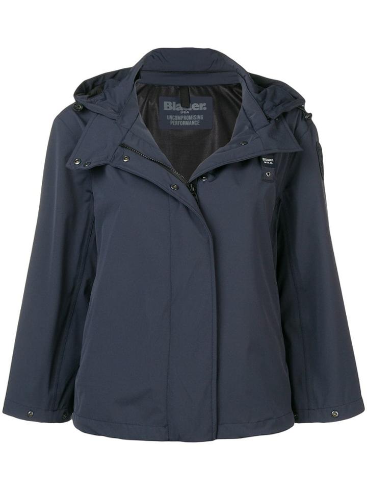 Blauer Boxy Fit Cropped Jacket - Blue