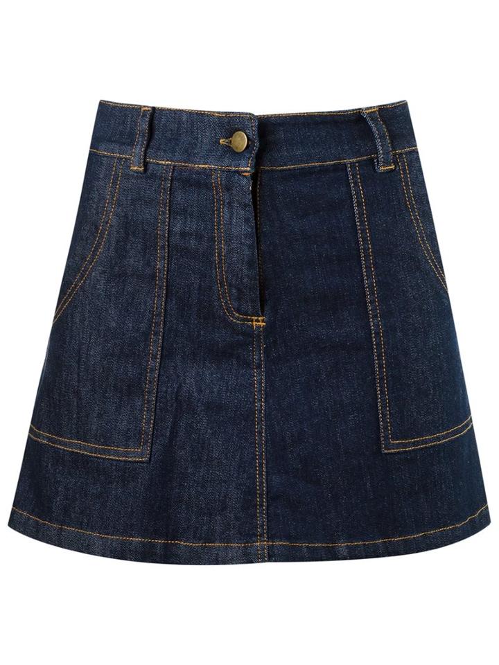 Andrea Bogosian Denim Skirt, Women's, Size: P, Blue, Cotton/polyester