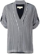 Michael Michael Kors Striped V-neck Blouse - Blue