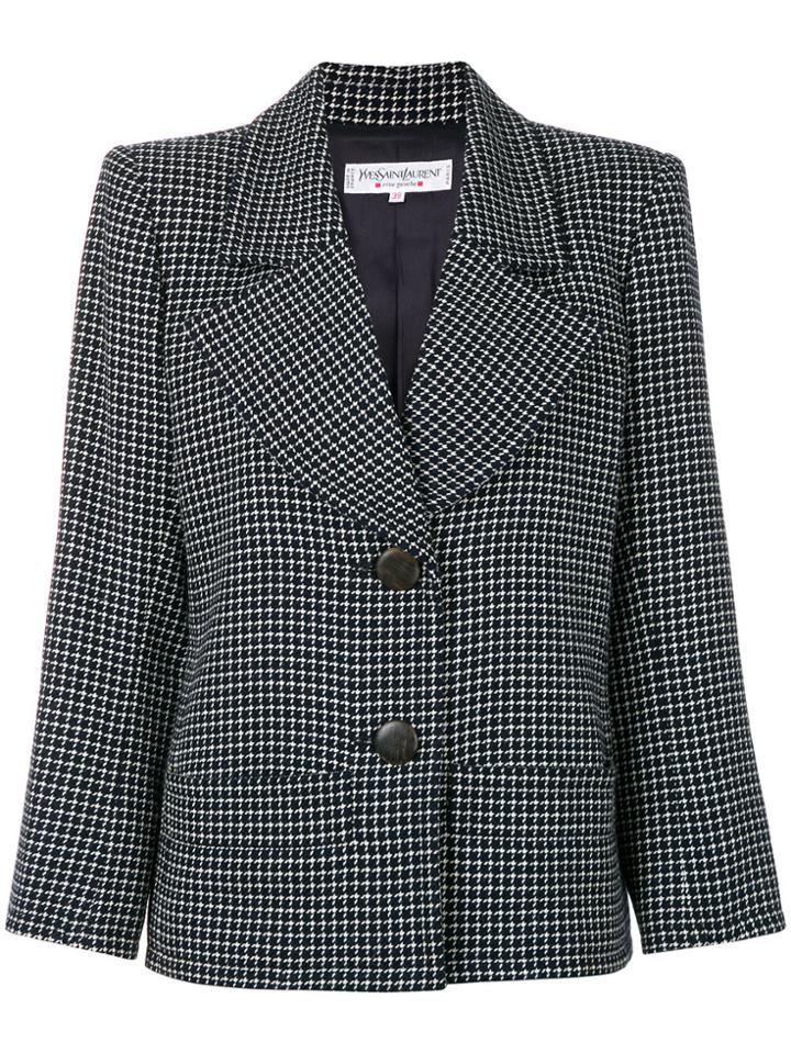 Yves Saint Laurent Vintage Structured Mini-check Jacket - Blue