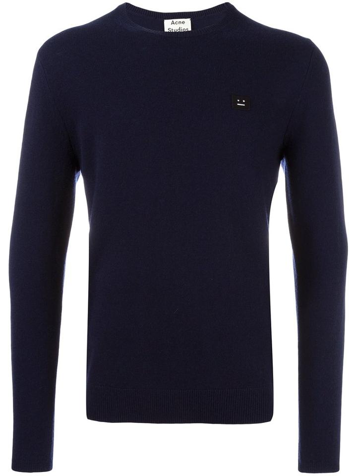Acne Studios Dashero Face Jumper, Men's, Size: Small, Blue, Wool