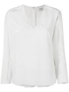 3.1 Phillip Lim V-neck Blouse, Women's, Size: 6, White, Silk