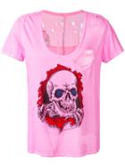Unravel Project Skull Print Destroyed T-shirt, Women's, Size: Xs, Pink/purple, Cotton
