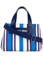 Miu Miu Striped Tote Bag - Blue