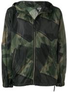 Closed Abstract Print Hooded Jacket - Green