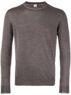 Eleventy - Trim Crew Neck Jumper - Men - Silk/merino - Xxl, Brown, Silk/merino