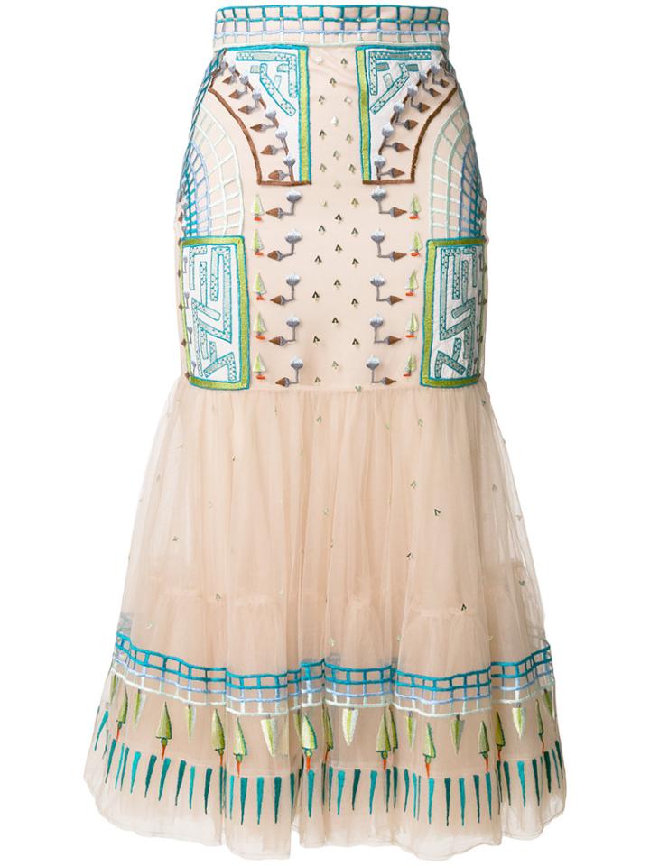 Temperley London Maze Flared Skirt - Pink & Purple