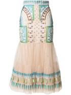 Temperley London Maze Flared Skirt - Pink & Purple