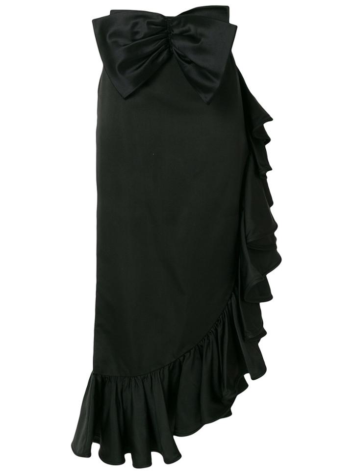 Valentino Vintage Ruffle Trim Skirt - Black