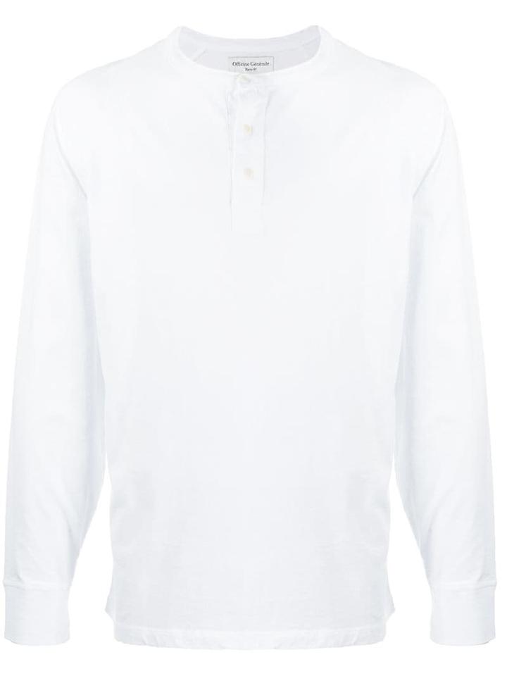 Officine Generale Plain Buttoned Sweatshirt - White