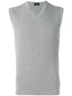 Zanone V-neck Sleeveless Jumper, Men's, Size: 52, Grey, Cotton