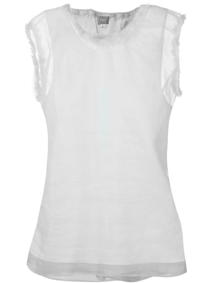 Jupe By Jackie Frayed Trim Sheer Tank Top