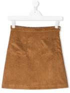 Caffe' D'orzo Teen Corduroy Short Skirt - Brown
