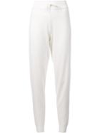 Calvin Klein Collection Gathered Ankle Track Pants, Women's, Size: Small, White, Cashmere