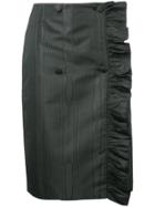 Msgm Asymmetric Ruffle Pencil Skirt - Black