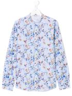 Dondup Kids Gingham Bird And Floral Print Shirt - Blue