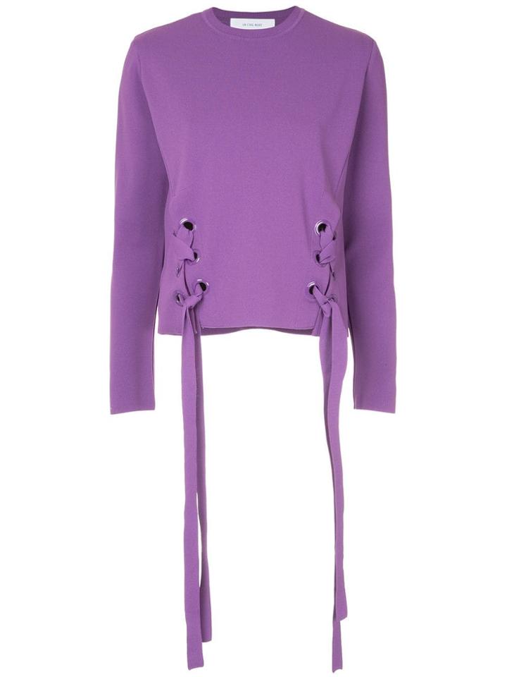 Le Ciel Bleu Lace-up Sides Jumper - Pink & Purple