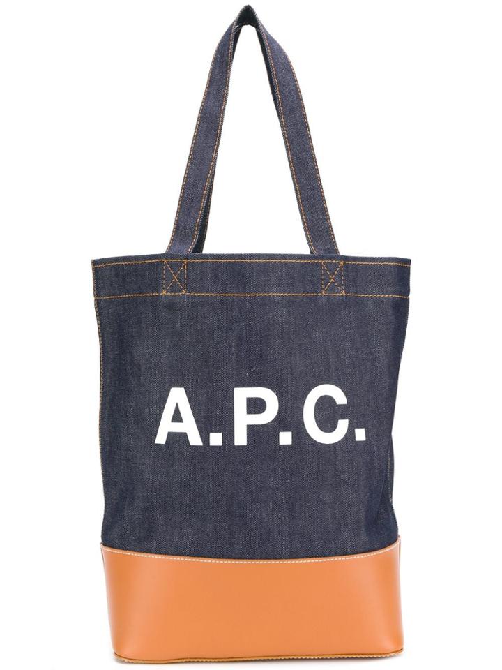 A.p.c. Printed Denim Tote - Blue