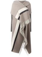 Semicouture Fringed Asymmetric Knit Poncho, Women's, Size: 44, Nude/neutrals, Wool/cupro