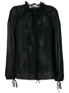 Dorothee Schumacher - Pleated Collar Blouse - Women - Silk - 2, Black, Silk