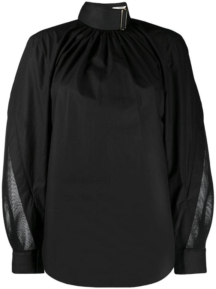 Fendi Belted-neck Draped Blouse - Black
