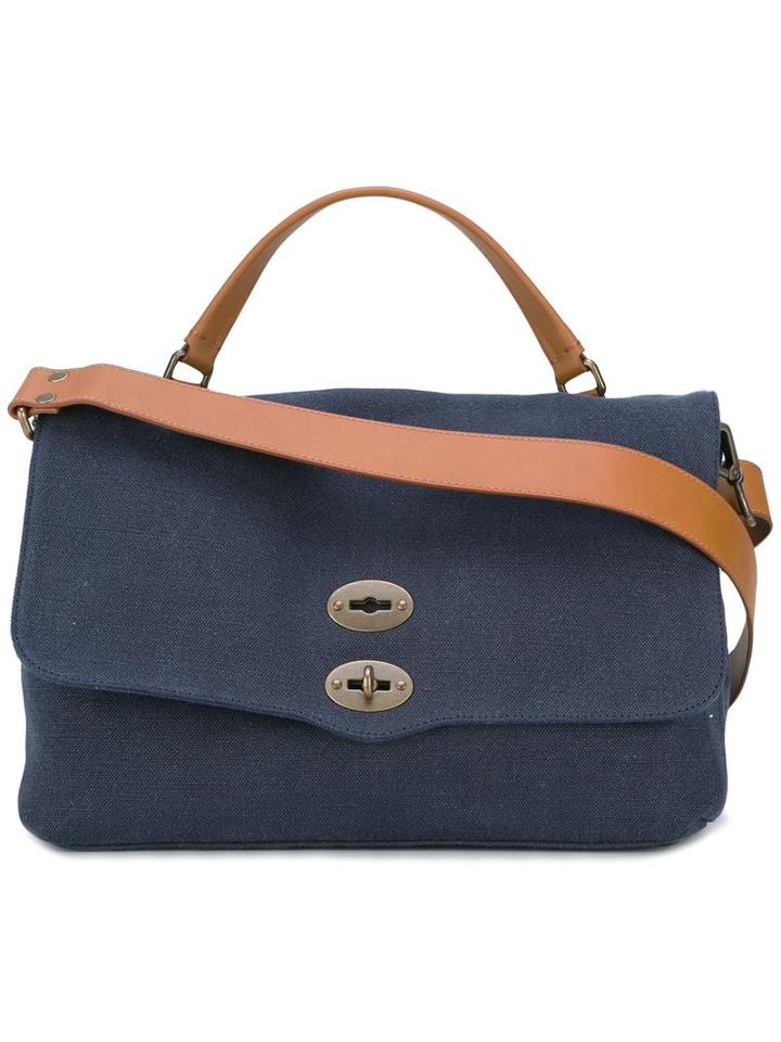 Zanellato - Postina Medium Tote - Women - Leather/canvas - One Size, Blue, Leather/canvas