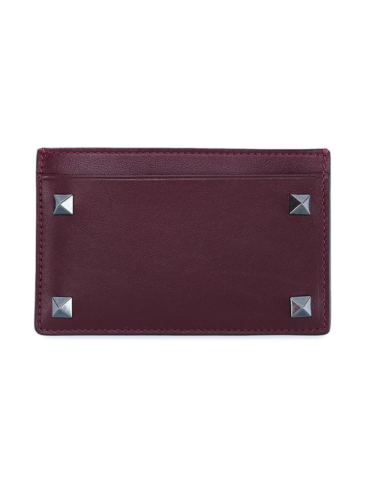 Valentino Burgundy Rockstud Card Holder - Unavailable