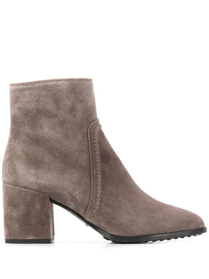 Tod's Block Heel Ankle Boots - Grey