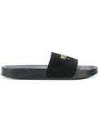 Puma Logo Print Slider Sandals - Black